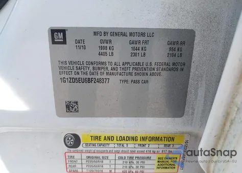 2011 Chevrolet Malibu 2Lt from USA, damaged, VIN 1G1ZD5EU6BF248377